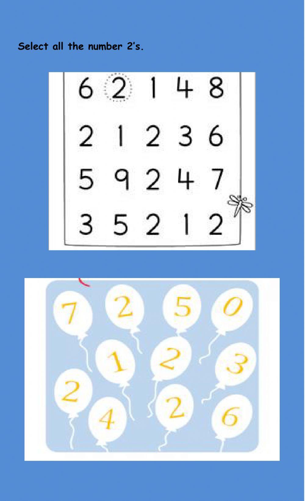 Numeral 2 worksheet | Live Worksheets