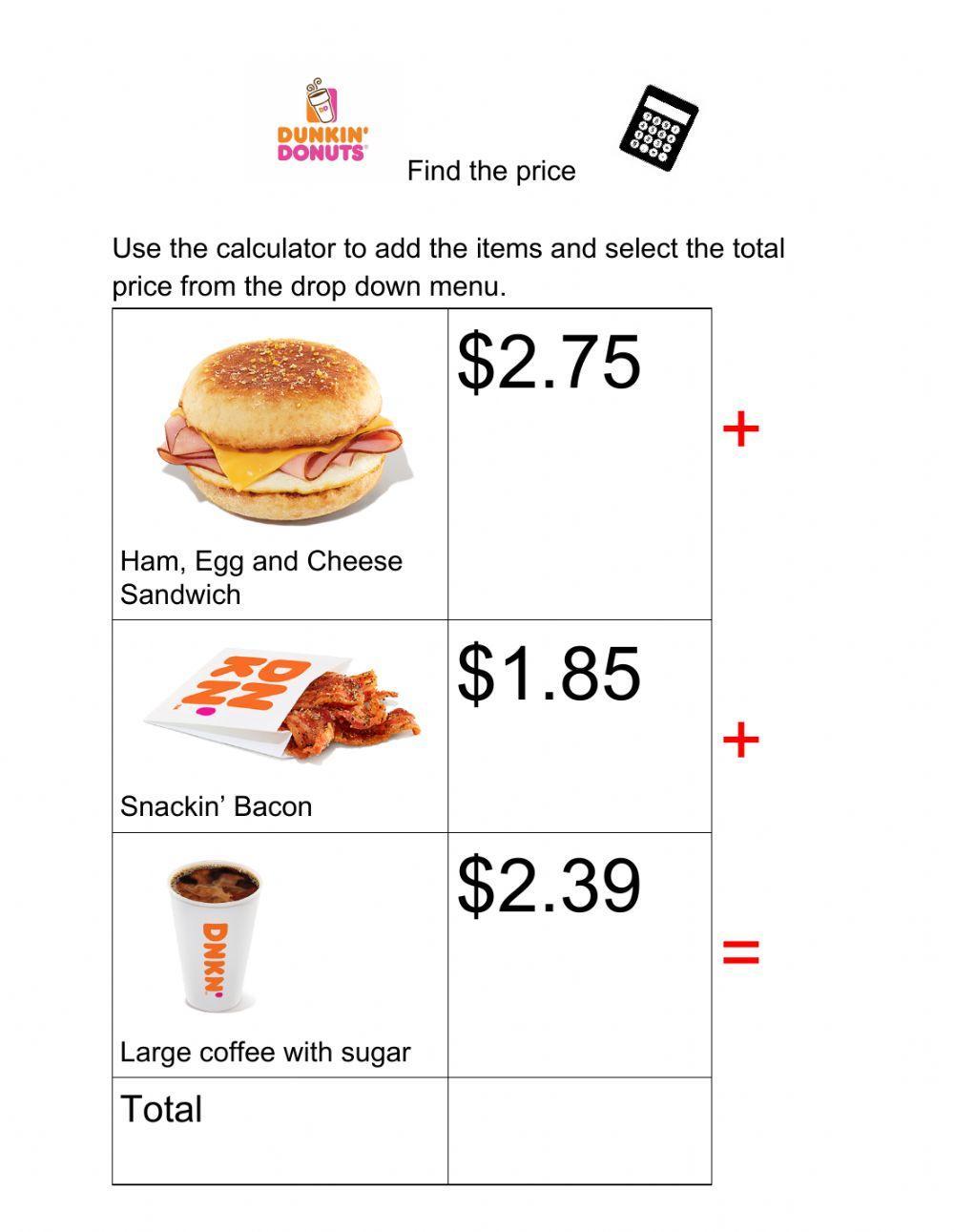 Find the Price Dunkin Donuts 4