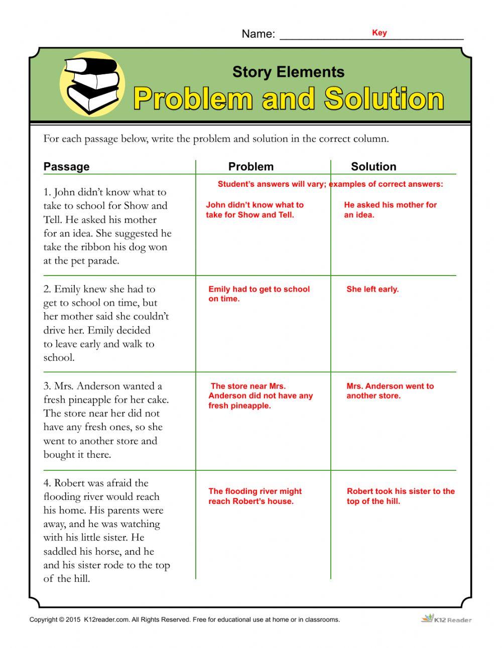 Problem and solve worksheet | Live Worksheets