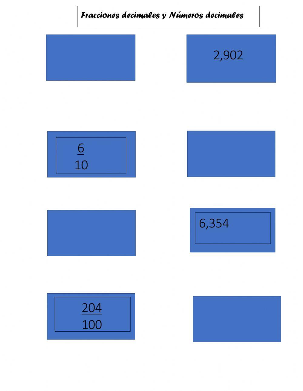Guía de Fracción decimal y número decimal