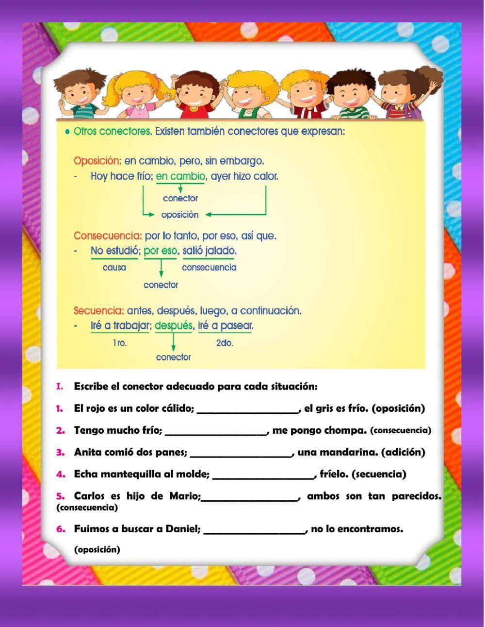 Completar oraciones con conectores