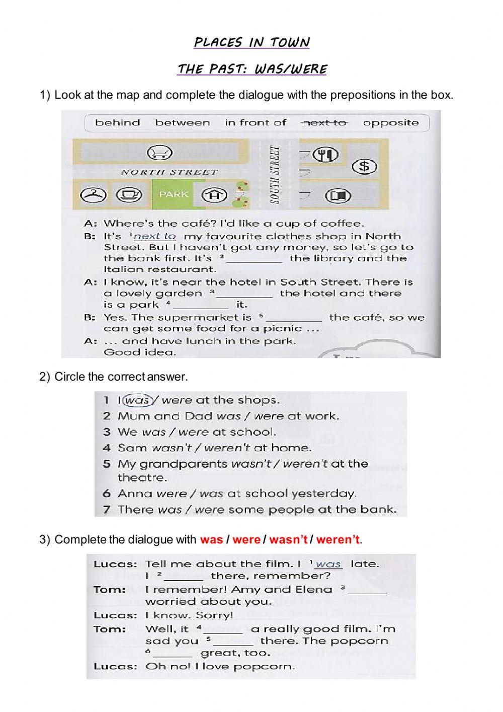 Places in town + was-were