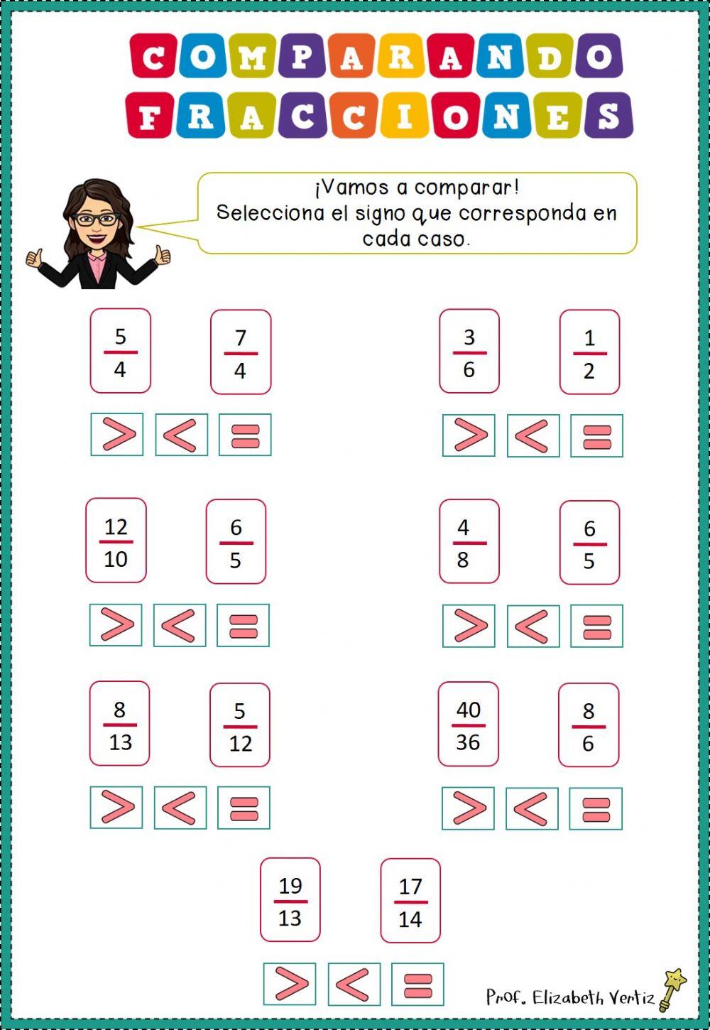 Comparación de fracciones