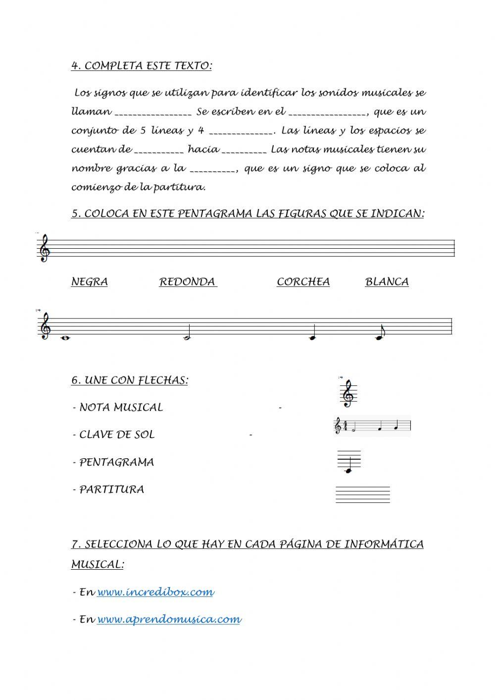 Prueba sobre contenidos de Lenguaje Musical