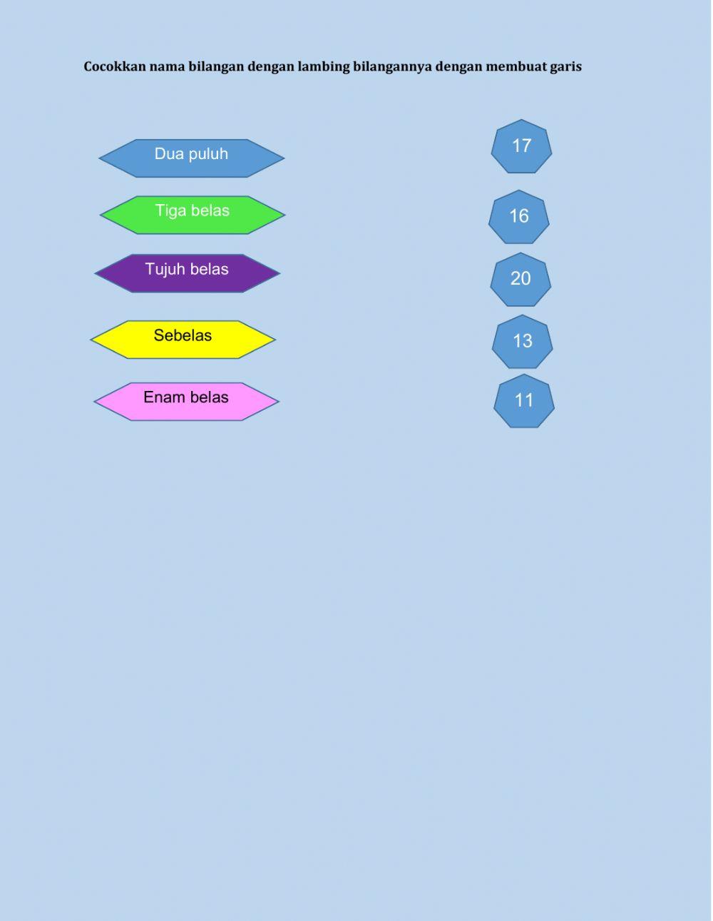 Lembar Kerja Mengurutkan Bilangan 11 samppai 20
