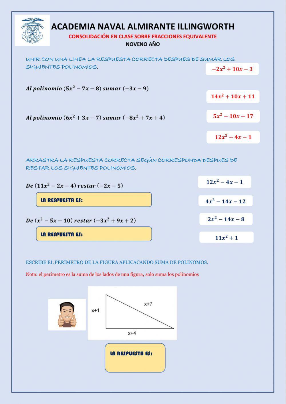 Suma y resta de polinomios