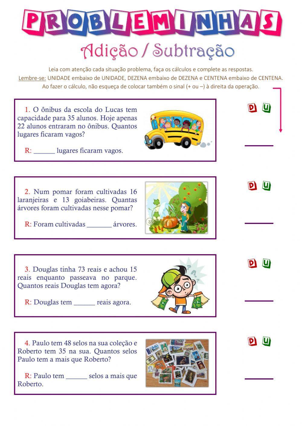 Problemas - Adição e Subtração