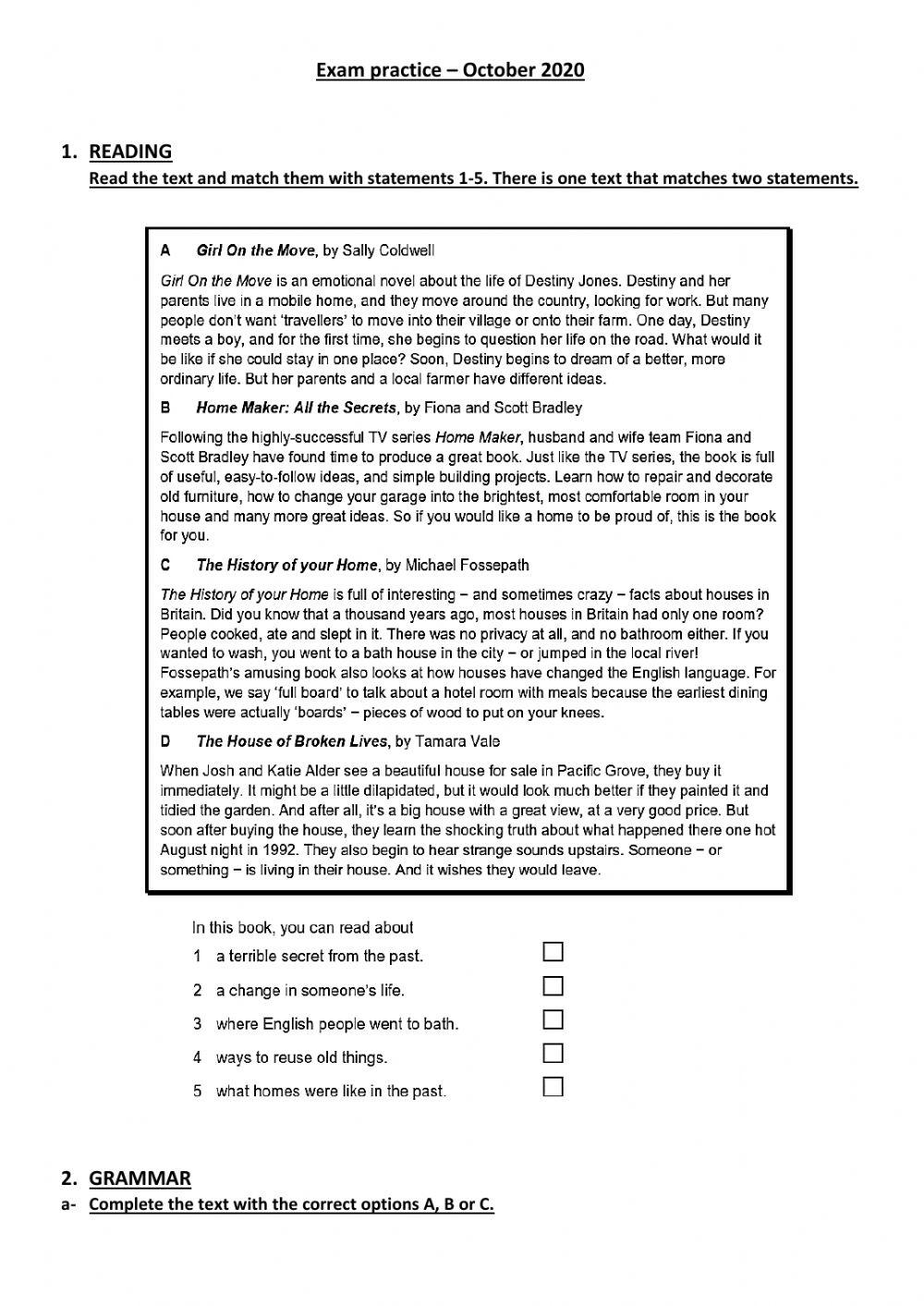 October - Practice test LyM