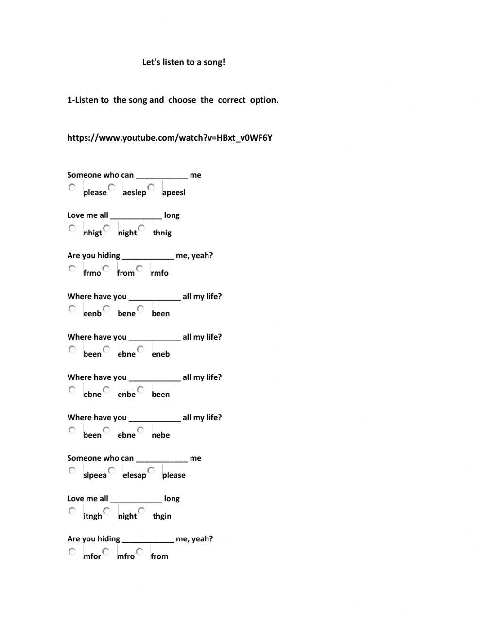 Let's listen to a song!