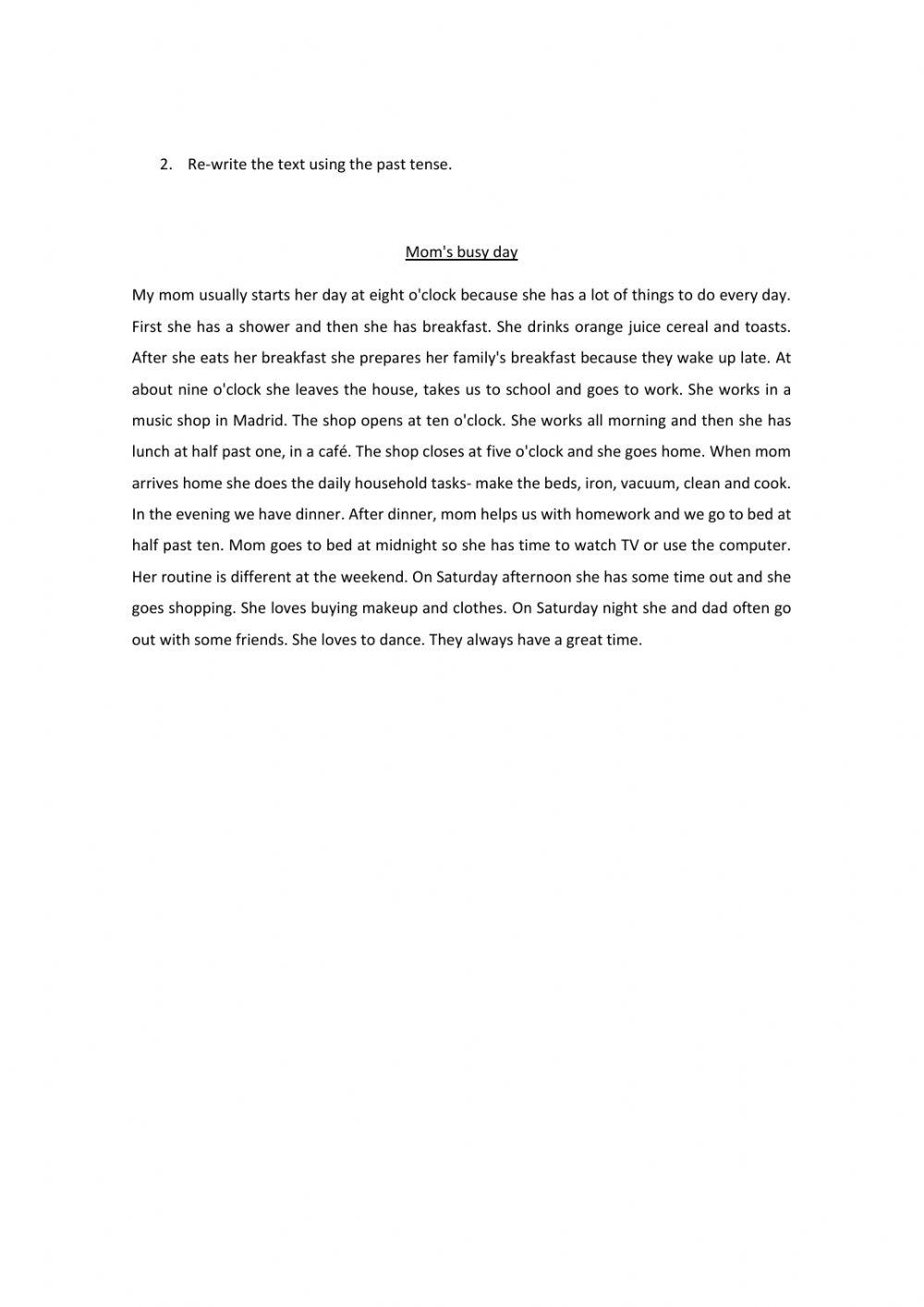 Reading Comprehension Activities (Past Simple)