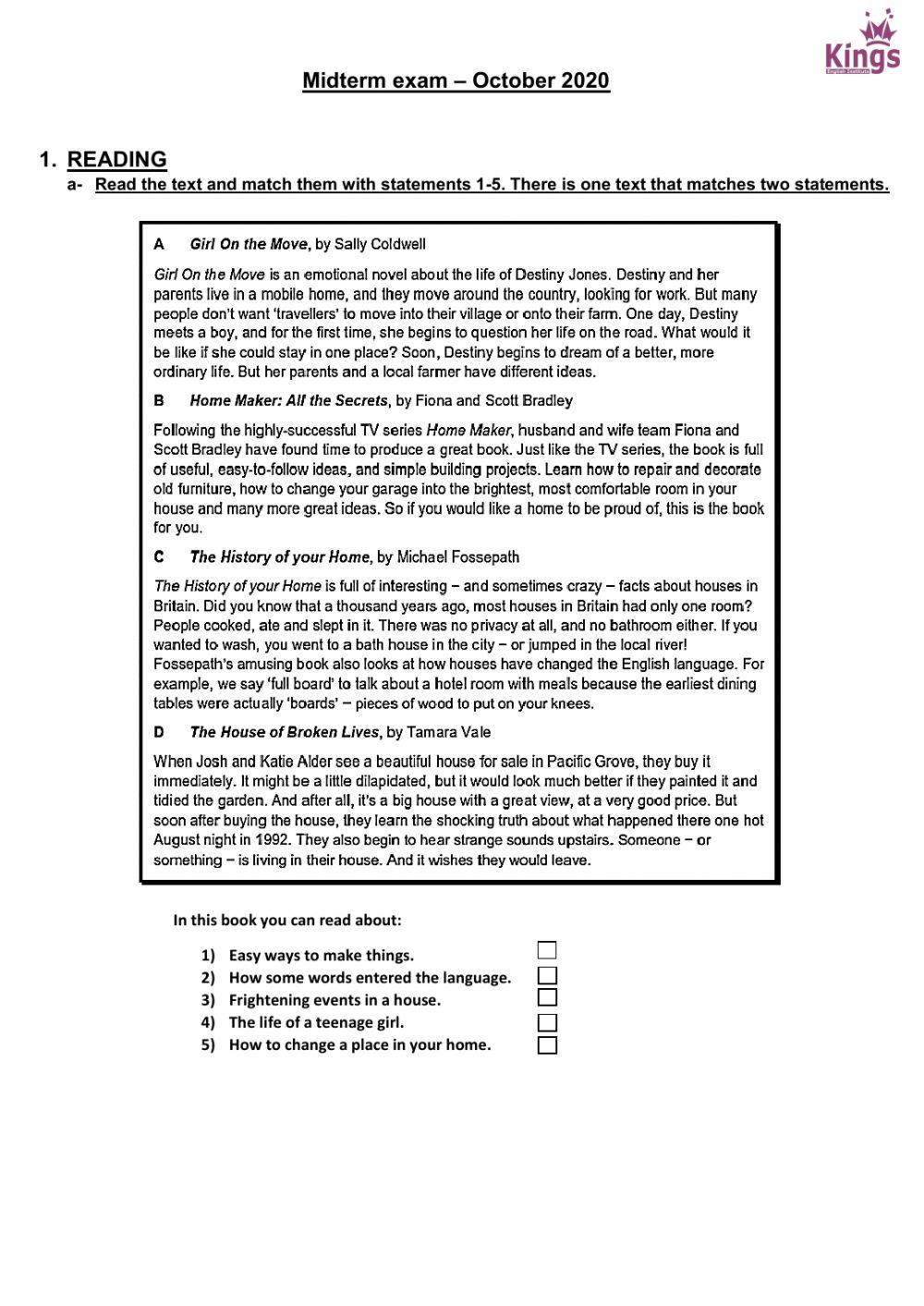 MIDTERM (october) Intermediate level (LyM)