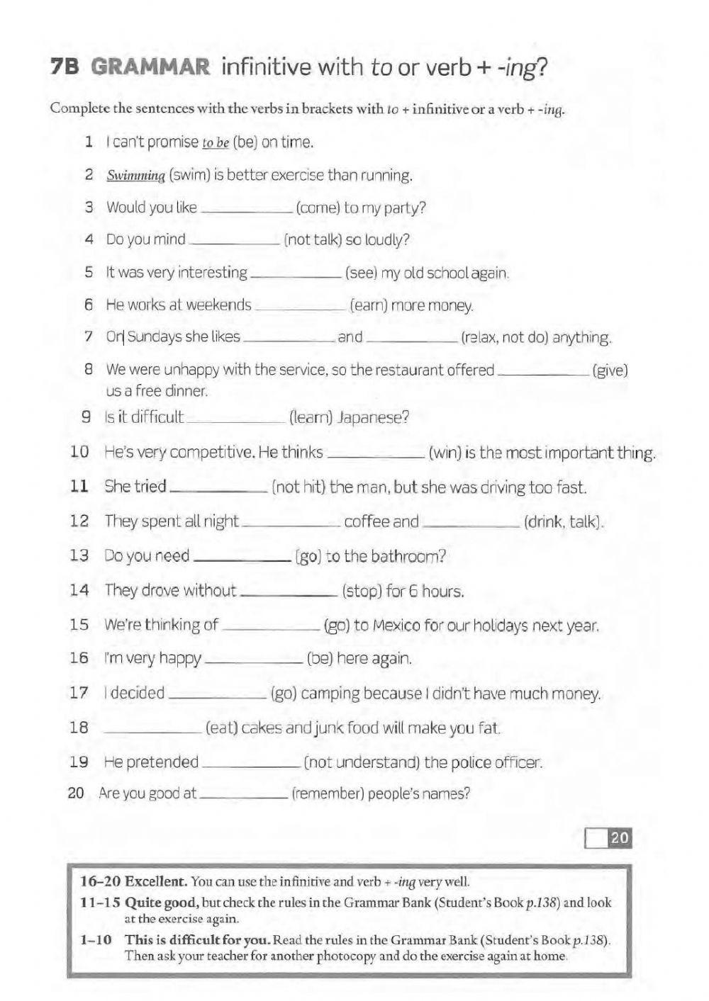 Gerunds and infinitives