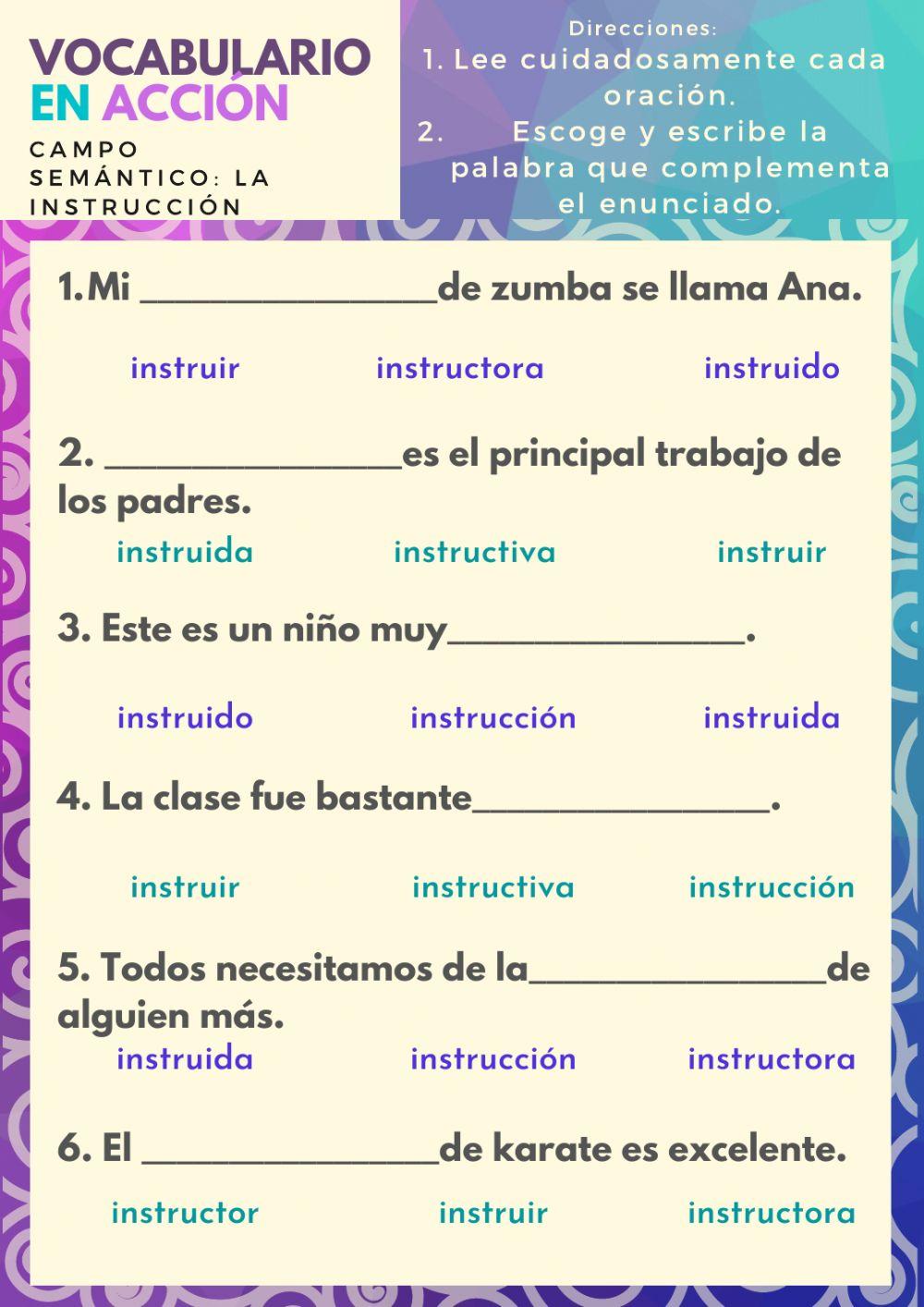 Vocabulario en acción