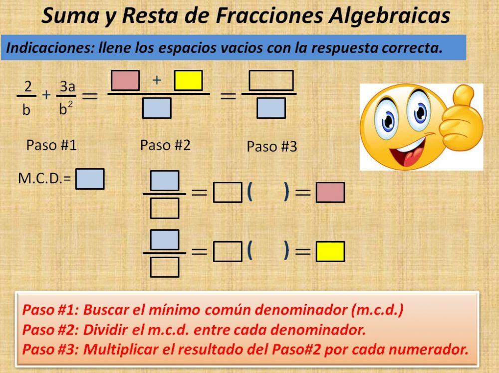 Suma de Fracciones Algebraicas
