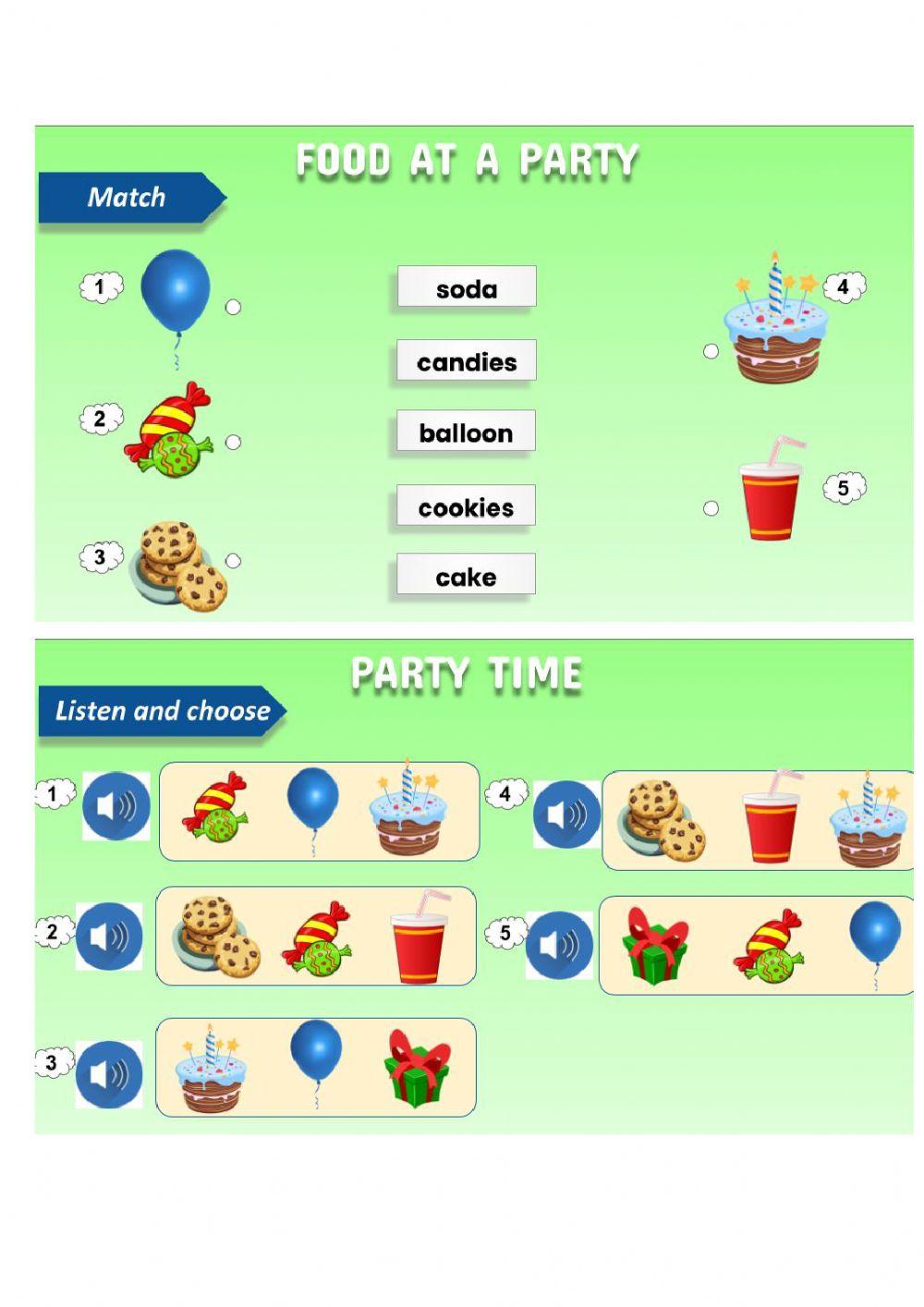 Food at a party- vocabulary