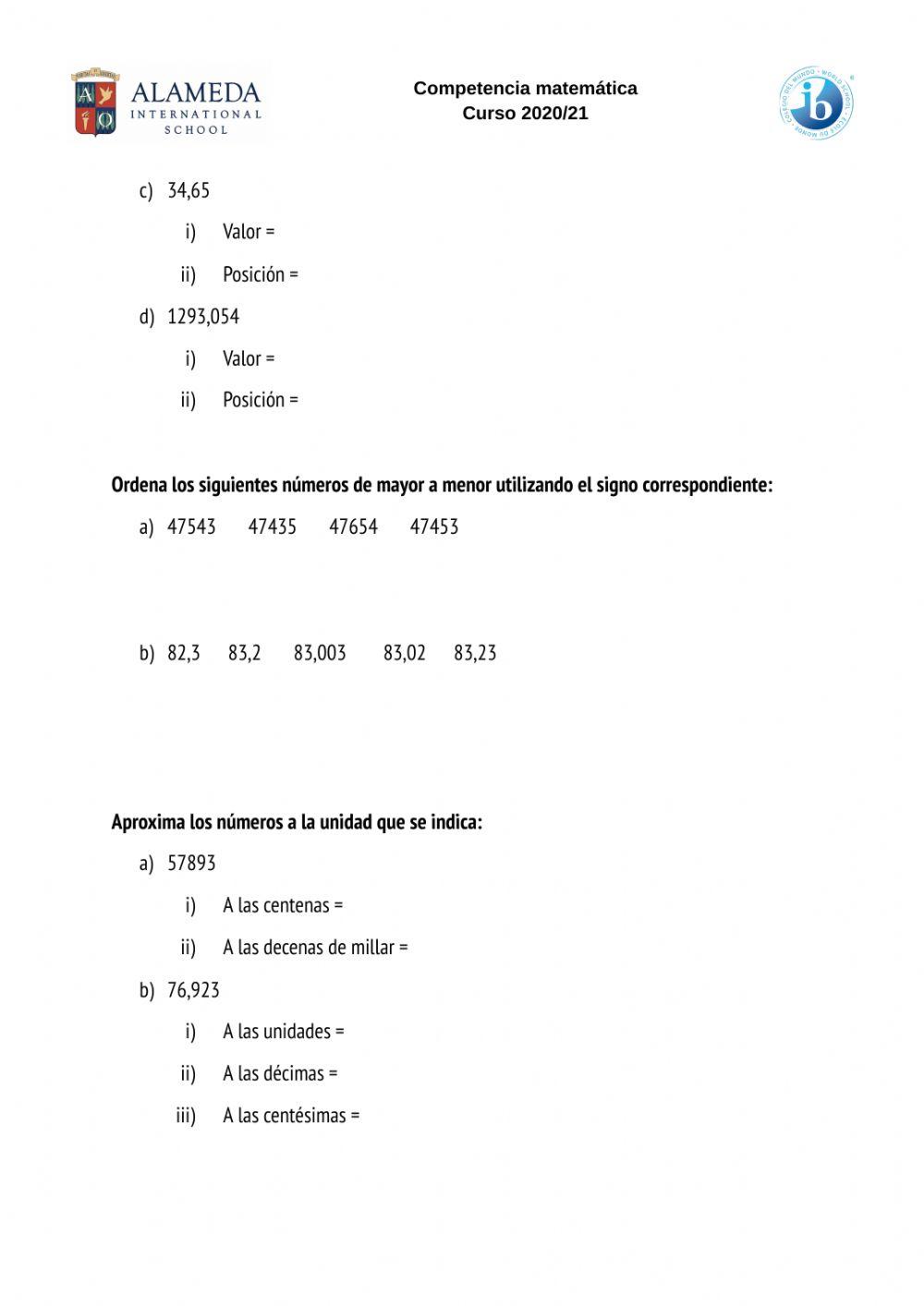 Repasamos numeración y unidades de medida