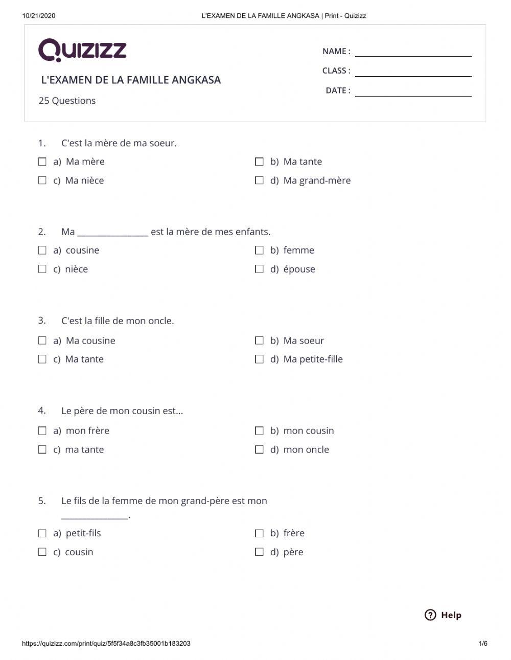 L'examen de la famille