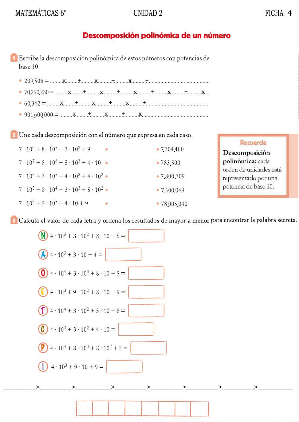 Descomposición potencias de 10