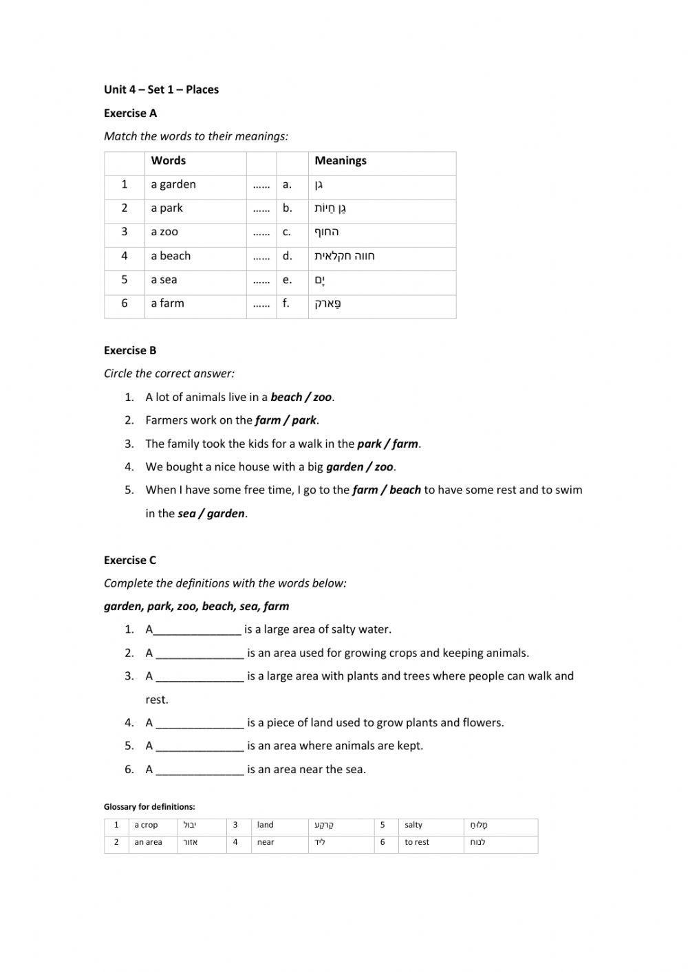Band 1 (Core 1) - Unit 4 - Set 1