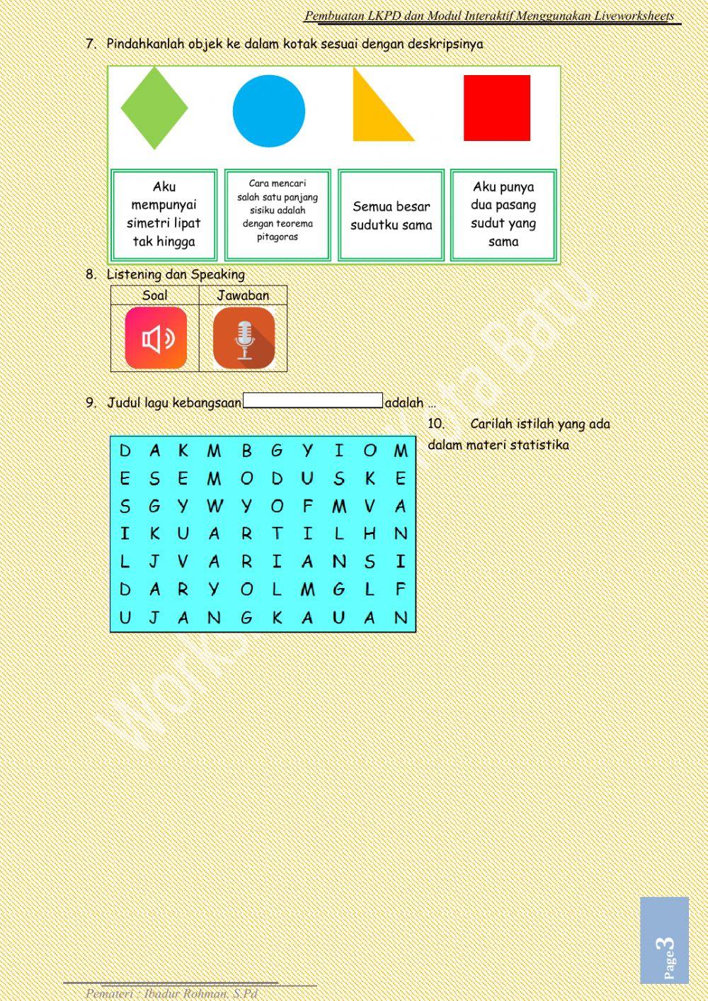Latihan diklat modul interaktif - lifeworksheet