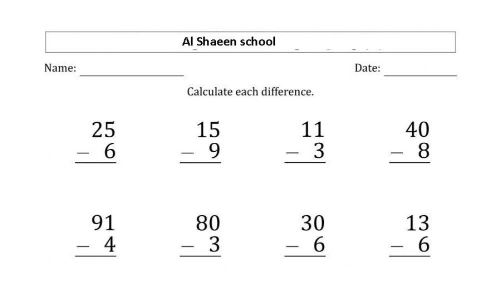 2 digit subtraction 1 digit with regrouping