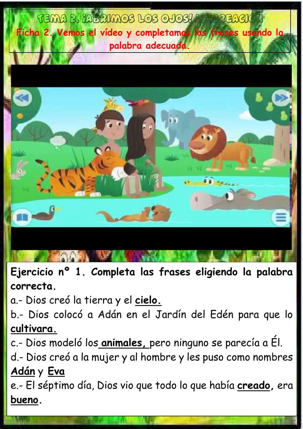 Tema 2 1º Primaria. ¡Abrimos los ojos! La Creación