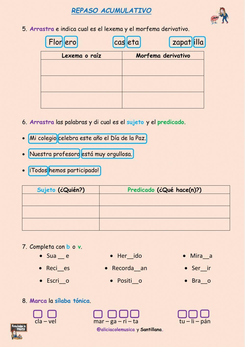 Repaso acumulativo Lengua (1 y 2)