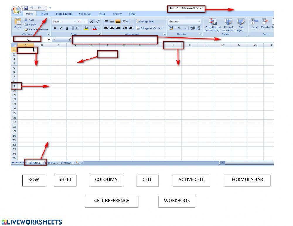 Parts of microsoft excel