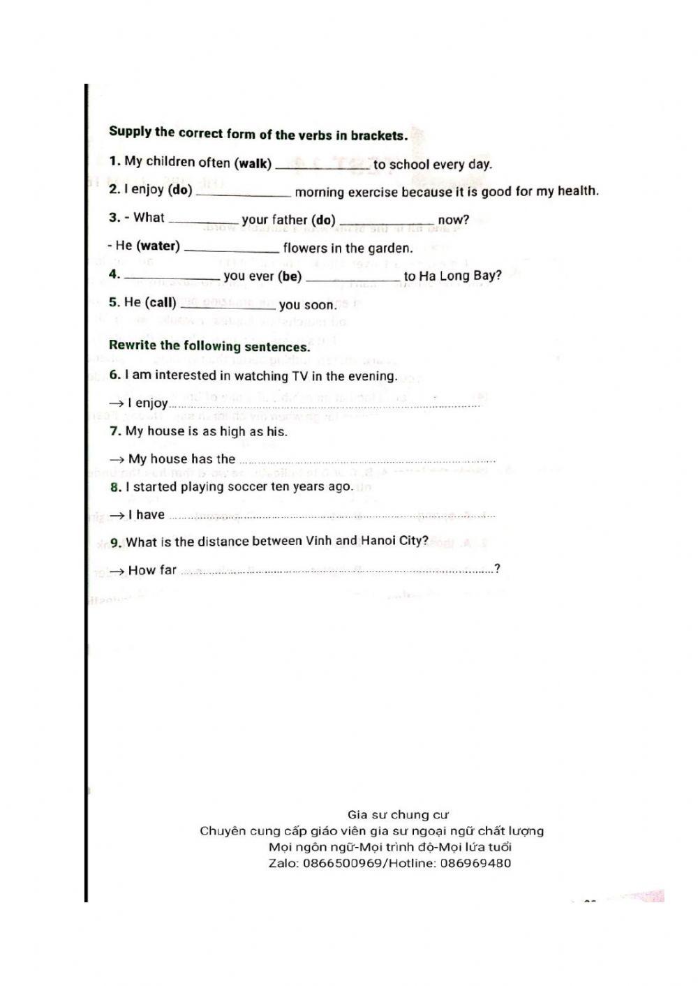 Lớp 7 - Kiểm tra cuối kỳ 1