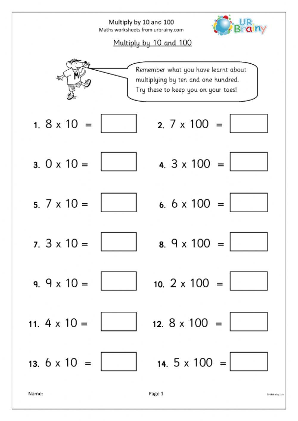 Multiplication by 10s and 100s