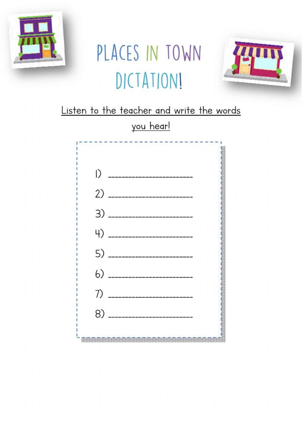 Places in town dictation Places in town dictation