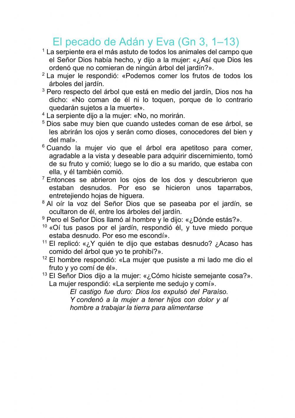 El pecado de Adán y Eva El pecado de Adán y Eva