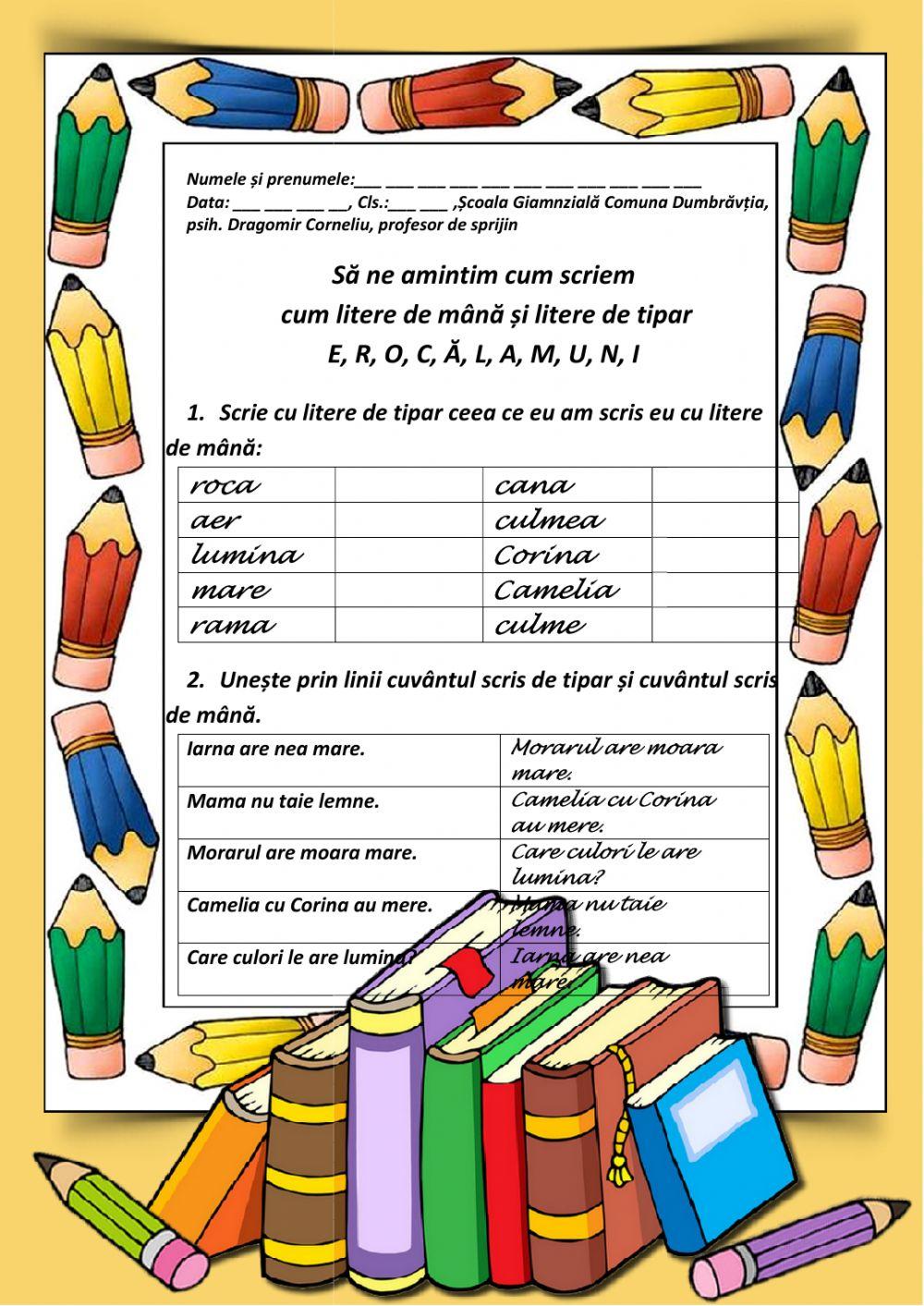 Lietre de mana- litere de tipar: EROCĂLAMUNI Lietre de mana- litere de tipar: EROCĂLAMUNI