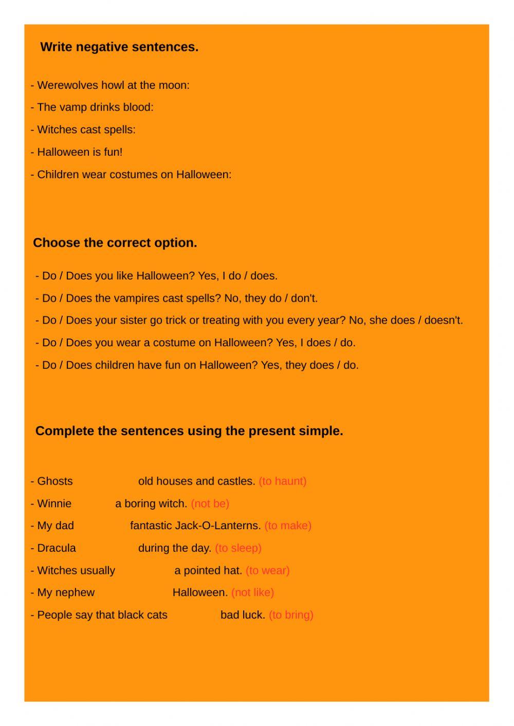 Halloween Present Simple