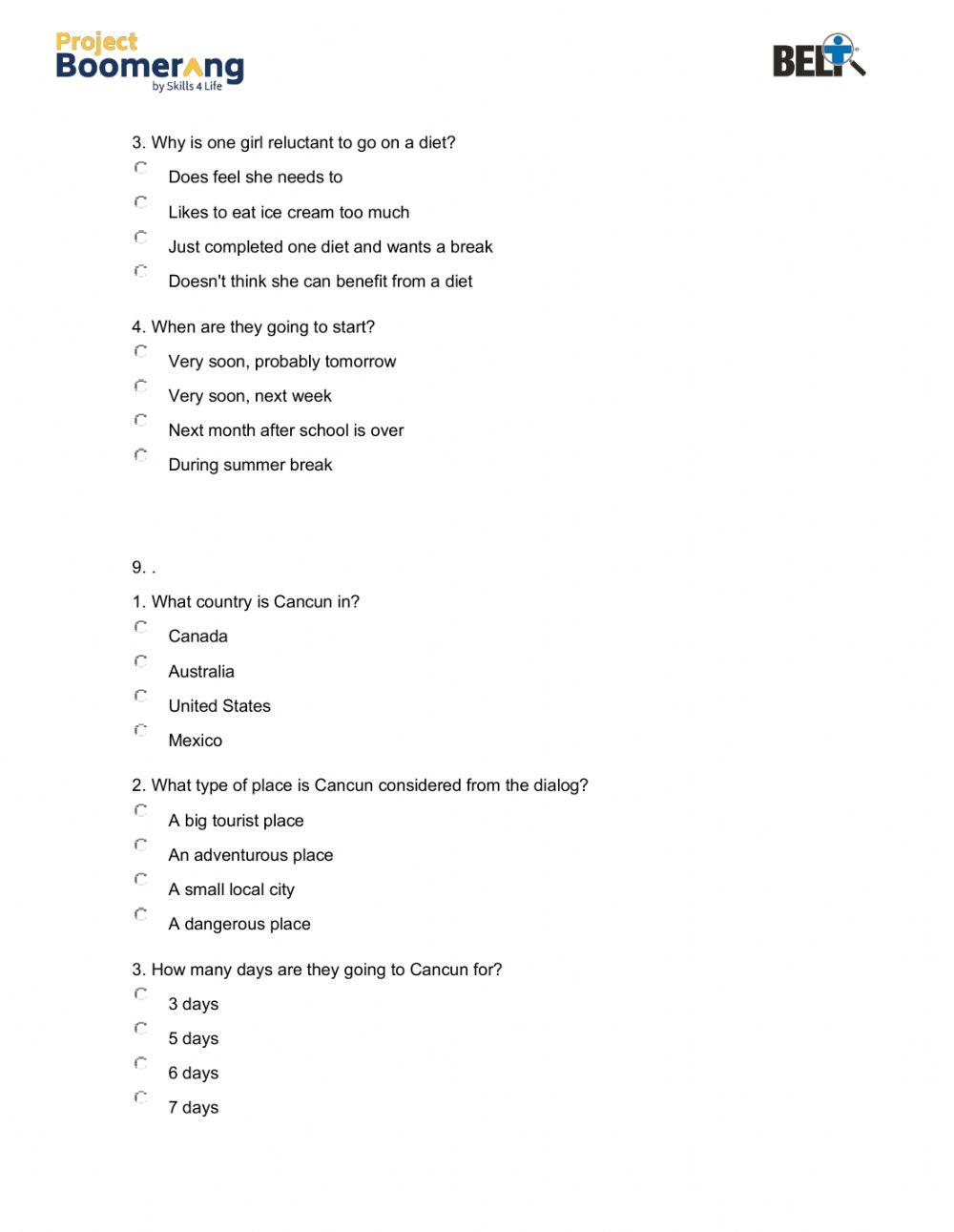 BELT Listening Comprehension Practice