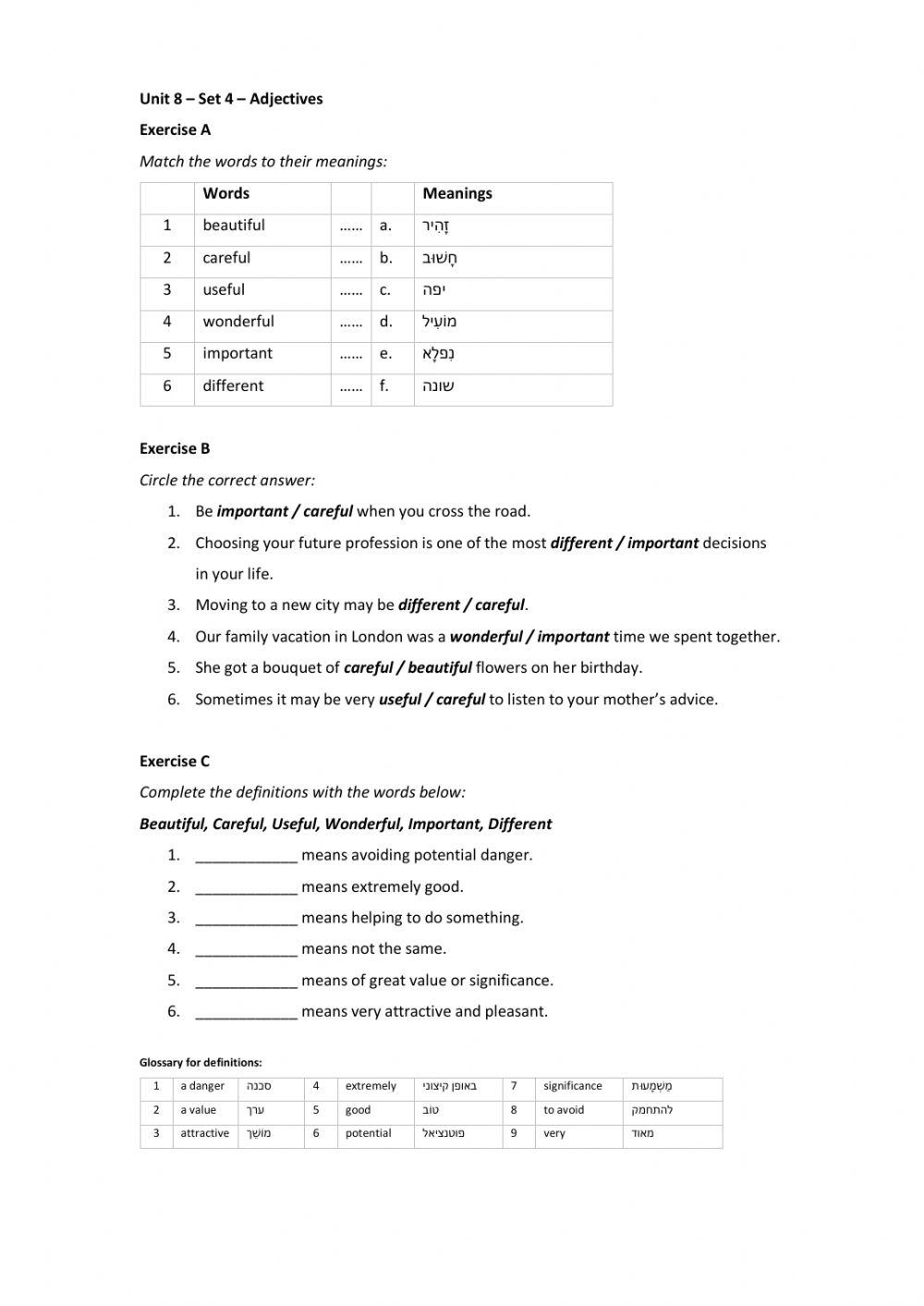 Band 1 (Core 1) - Unit 8 - Set 4