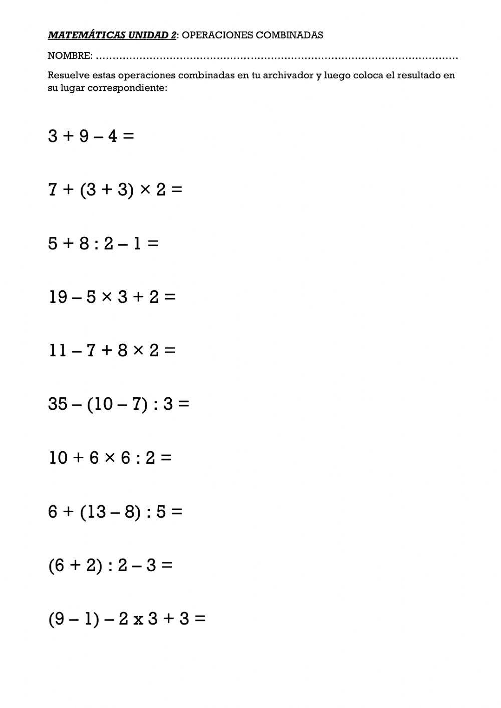 Operaciones combinadas