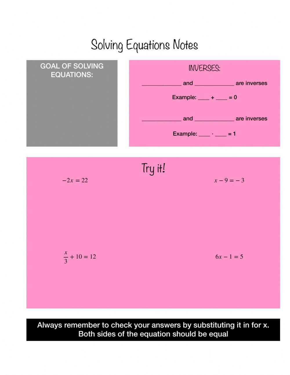 Solving Equations Notes
