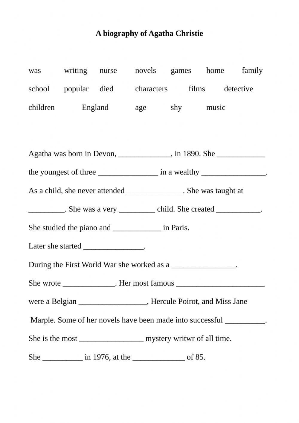 A biography of Agatha Christie