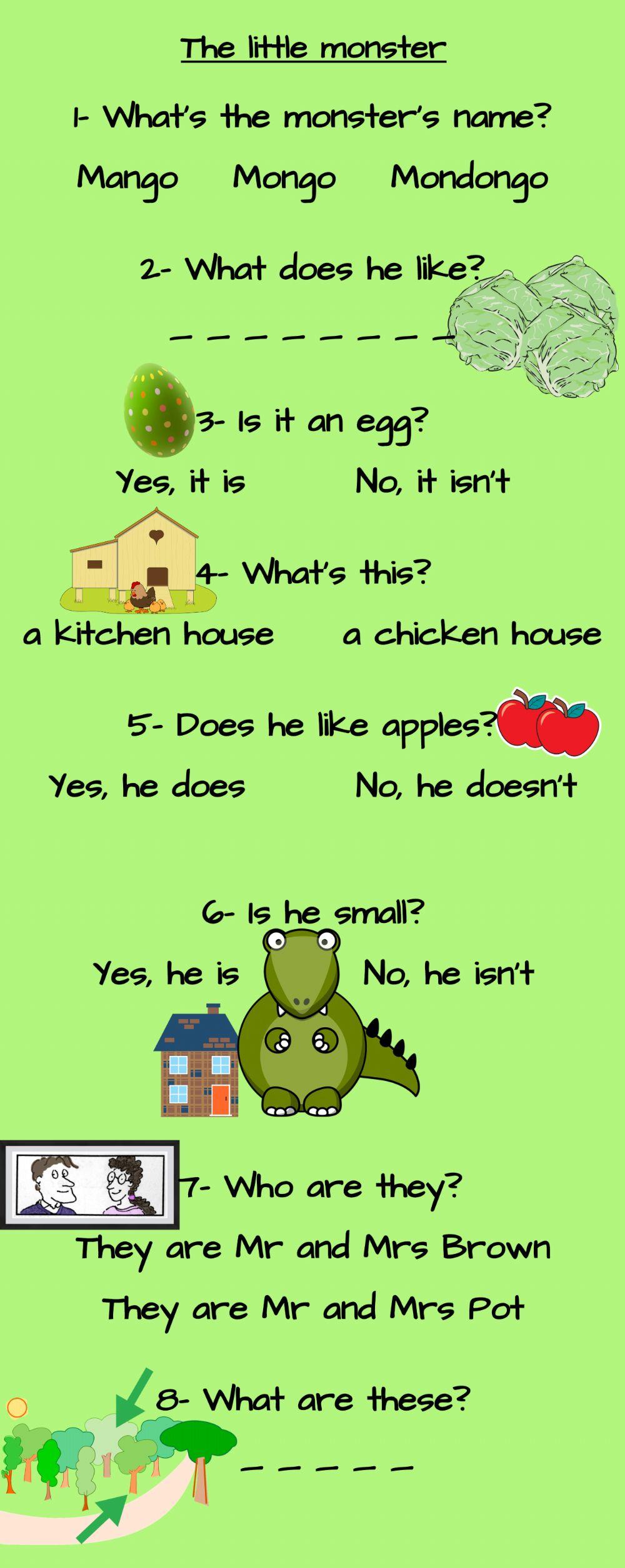 The Little Monster worksheet Live Worksheets