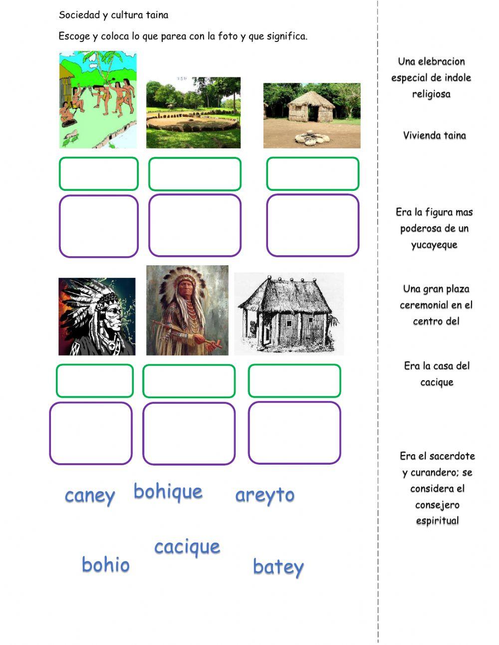 Trabajo sociedad y cultura taina vocabulario