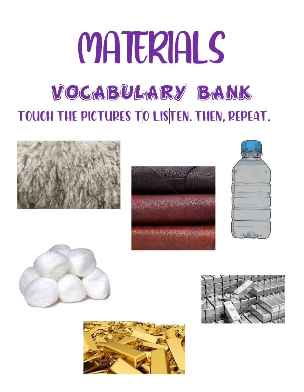 Materials vocabulary bank FlorMichienzi Live