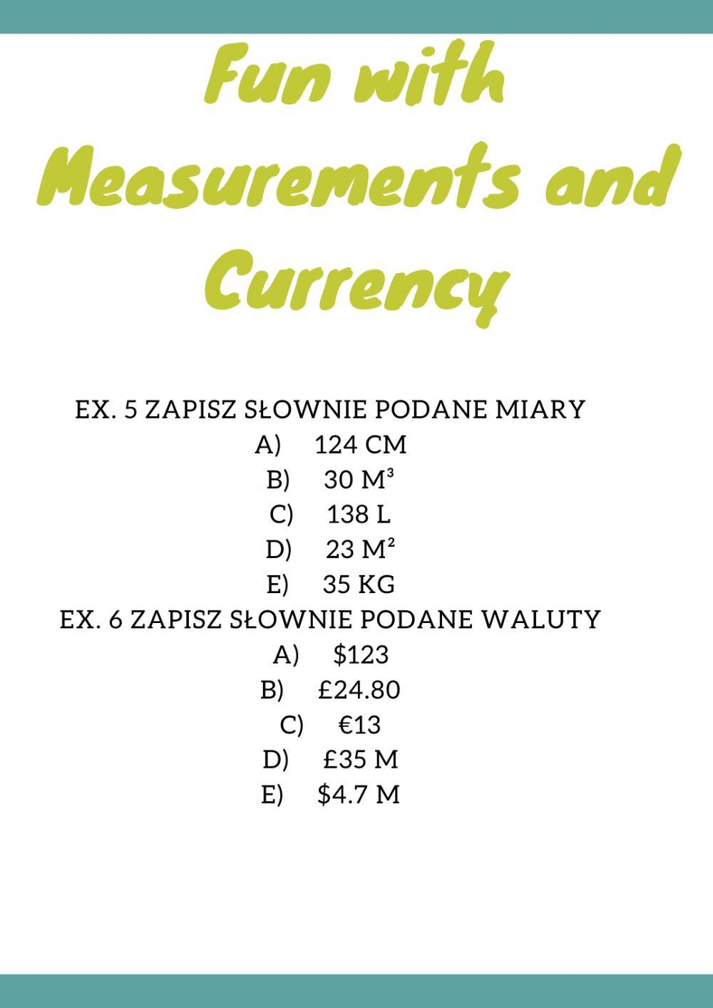 Fractions - decimals - measurements - currency