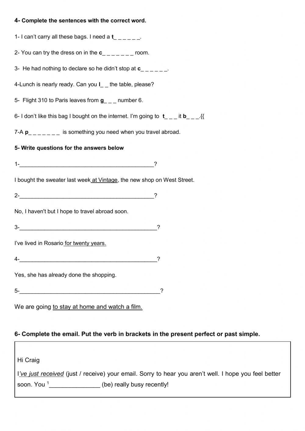 3rd Adults 2020 - October Reading and Use of English