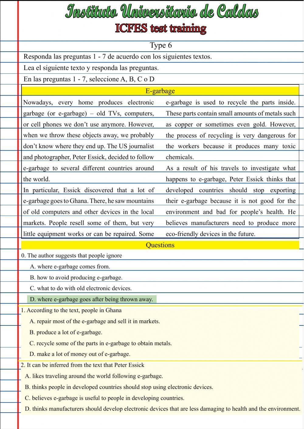 ICFES test training 6