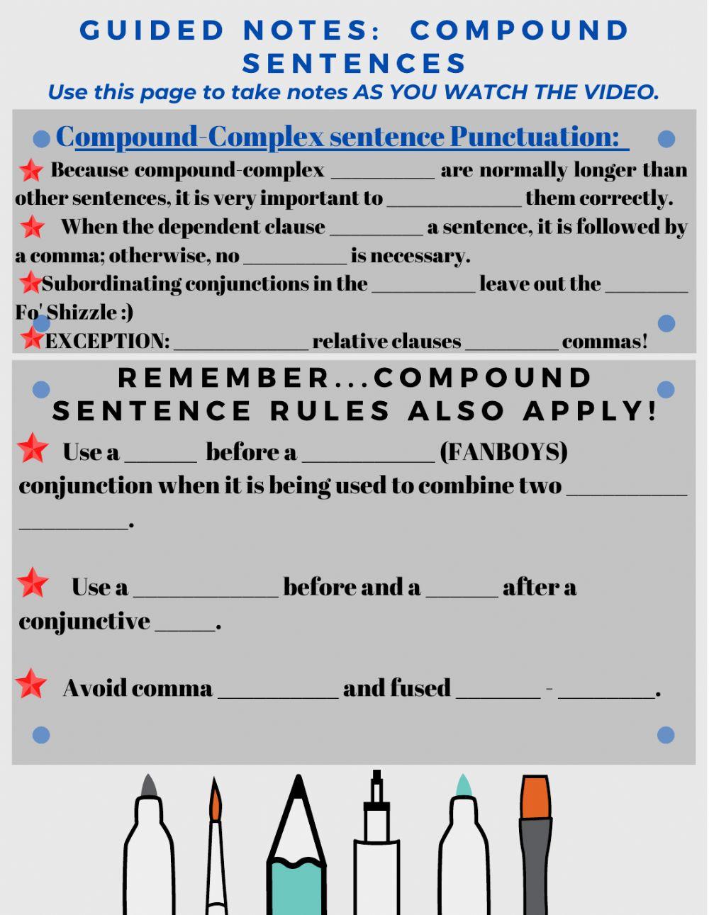 Complex Sentences GUIDED NOTES