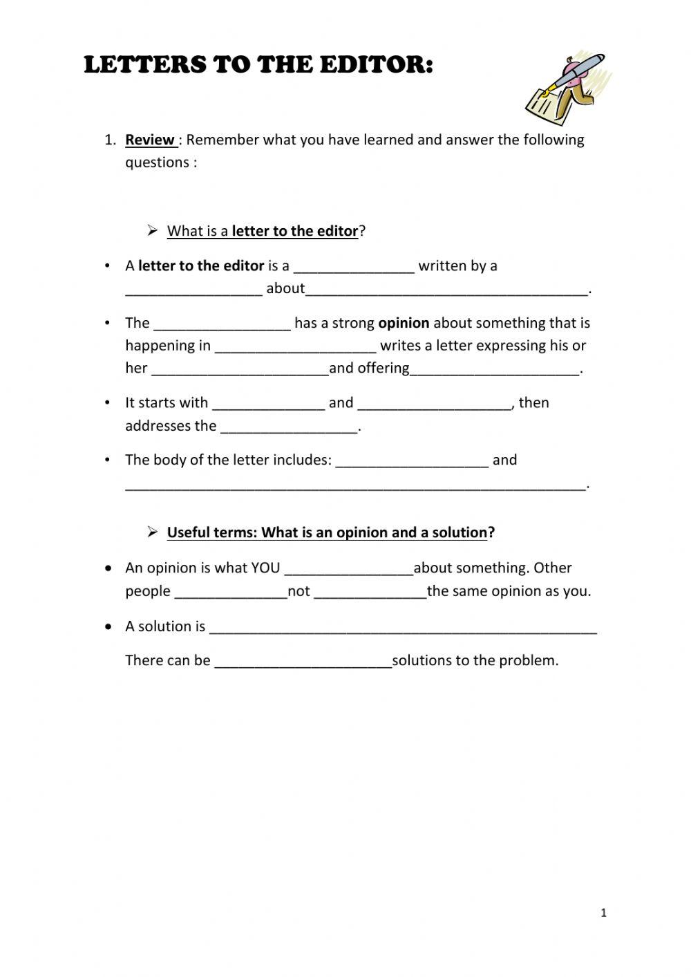 A letter to the Editor (Take a Stand)