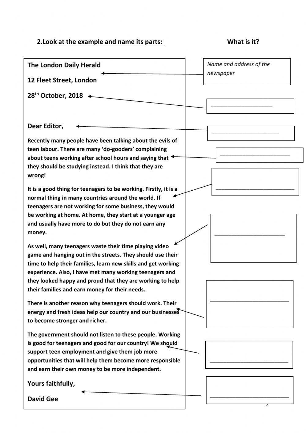 A letter to the Editor (Take a Stand)