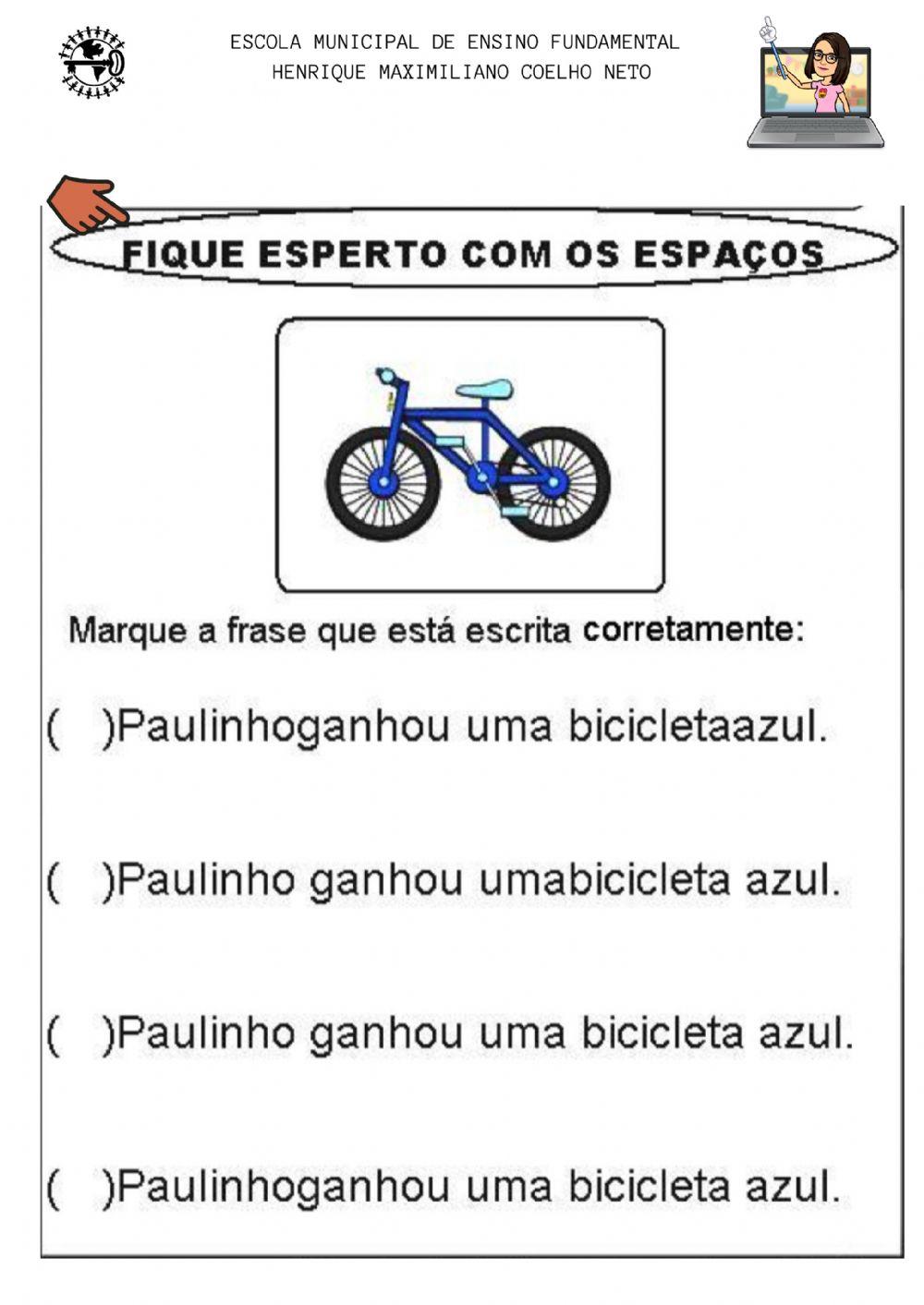 Frases com espaços corretos