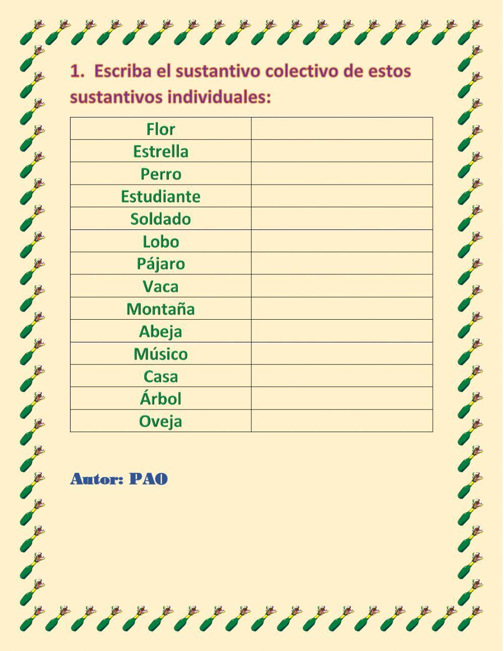 Sustantivo Individual y Colectivo